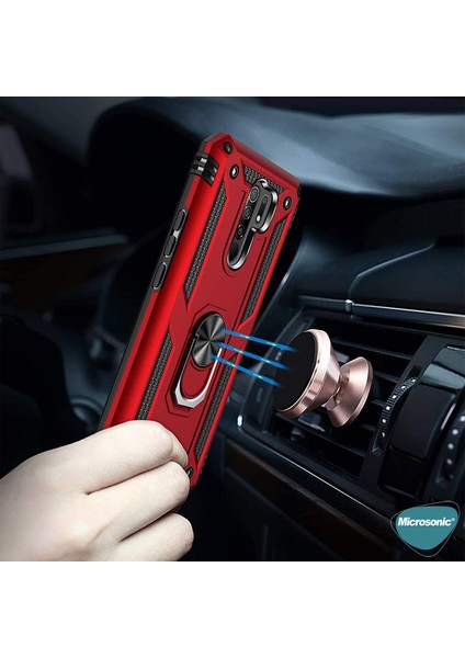 Xiaomi Redmi 9 Kılıf Military Ring Holder Gold