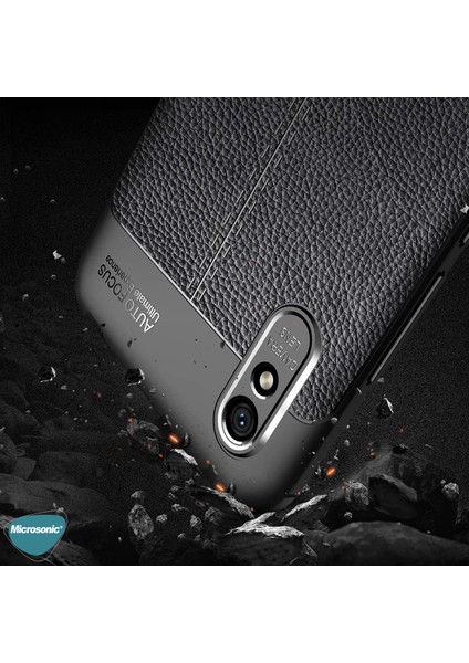 Xiaomi Redmi 9A Kılıf Deri Dokulu Silikon Lacivert