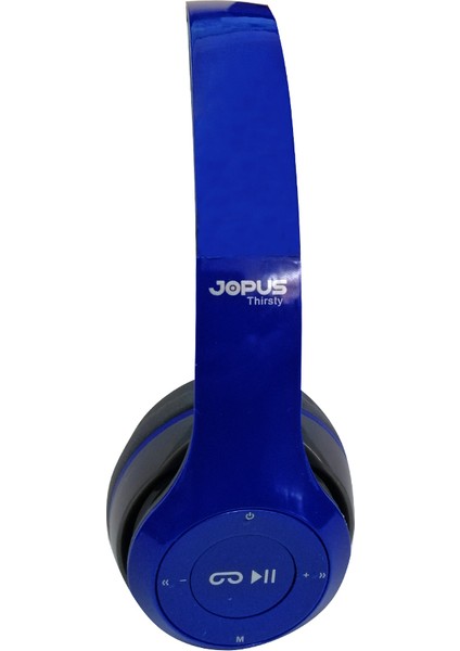 Thirsty Kablosuz Kulak Üstü Bluetooth Kulaklık - Mavi