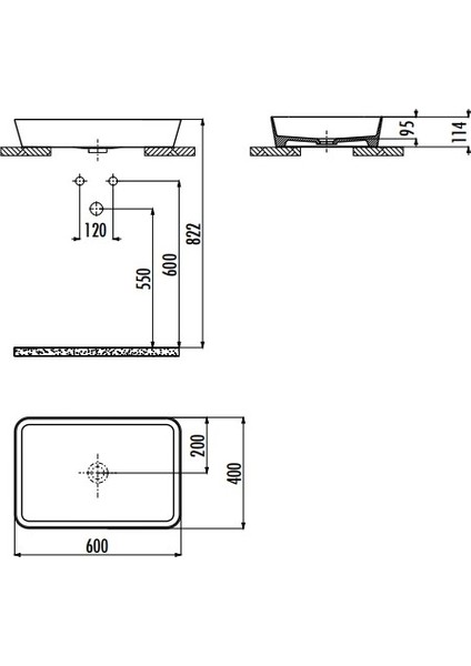 LP060 Loop 40X60 cm Tezgah Üstü Lavabo
