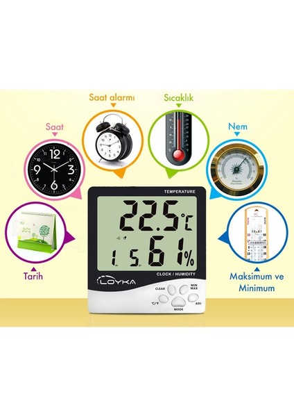 Nem ve Sıcaklık Ölçer Loyka H100+