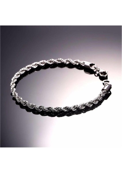 Ince Burgulu Erkek Alaşım Bileklik Gümüş Renk fiyatları