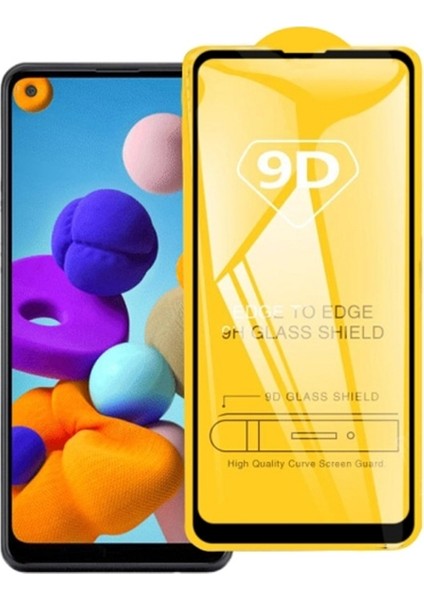 Samsung Galaxy A21 9D Full Glue Tempered Cam Ekran Koruyucu AL-32936