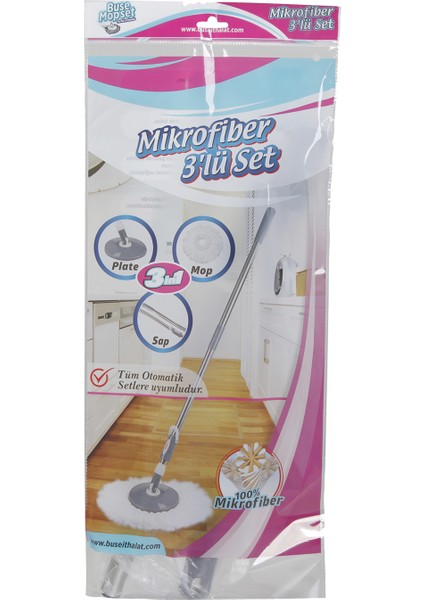 Buse Mikrofiber 3’lü Mop Set (Poşetli)