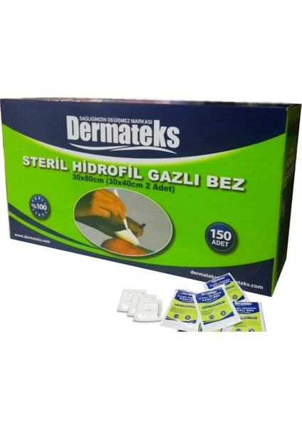 Steril Hidrofil Gazlı Bez Spanç 30 × 80 cm 150 Adet