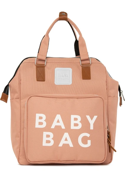 Pudra Baby Bag Baskılı Cepli Anne Bebek Bakım Sırt Çantası