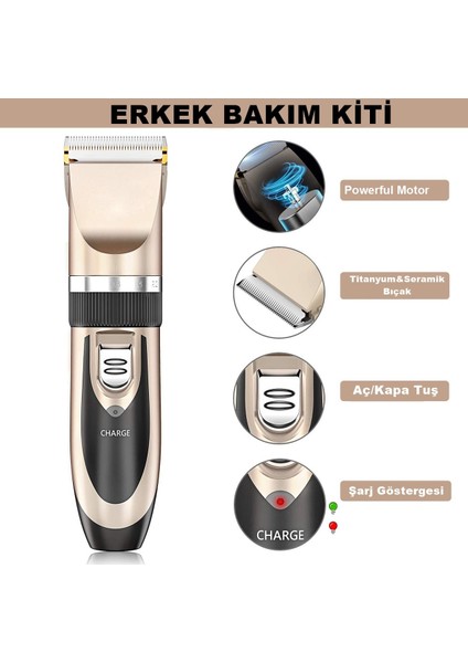 YP 6066 Şarjlı Saç Traş Makinesi Yedek Bataryalı Erkek Bakım Kiti