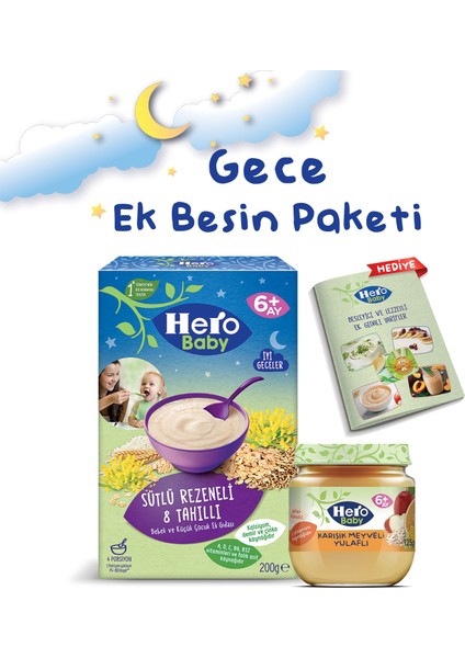 Sütlü Rezeneli 8 Tahıllı Kaşık Mama ve Karışık Meyveli Yulaflı Kavanoz Mama Ek Besin Paketi fiyatları
