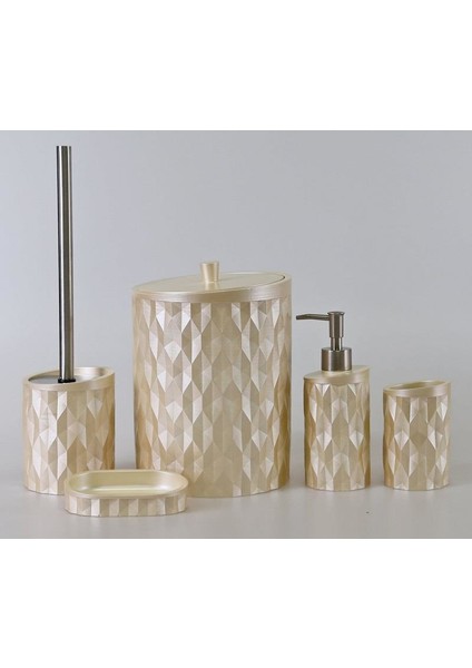 Home Prizma Inci Polyester 5 Parça Banyo Seti