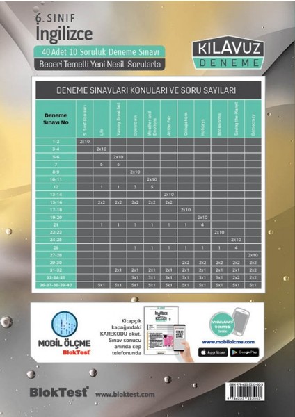 Tudem Yayınları Bloktest 6. Sınıf İngilizce Kılavuz Deneme