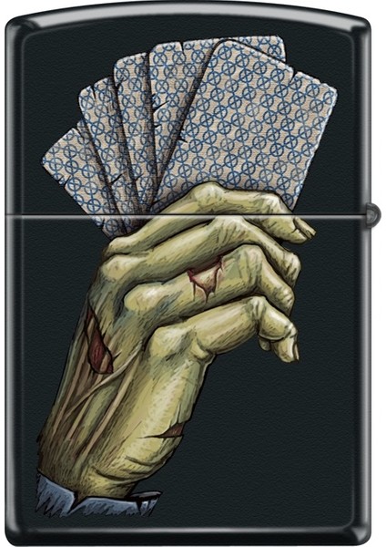 Dead Mans Hand Tasarımlı Çakmak Rüzgar Geçirmez Black Matte Premium Kalite fiyatları