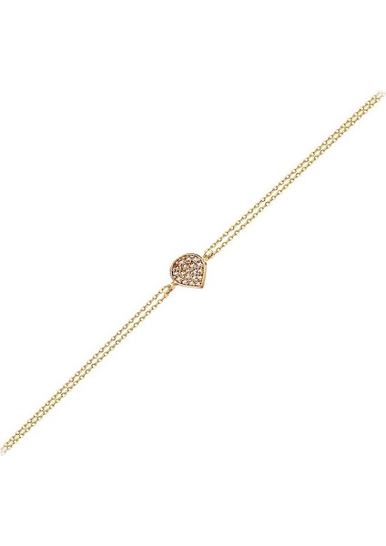 Altın Zincir Damla Bileklik 14K Rose Gold