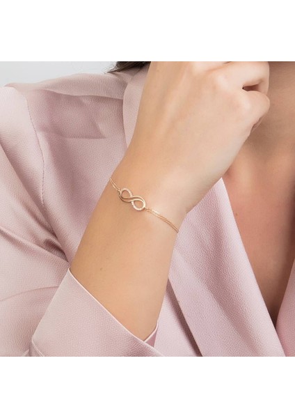 Altın Zincir Sonsuzluk Bileklik 14K Gold Taşlı fiyatları