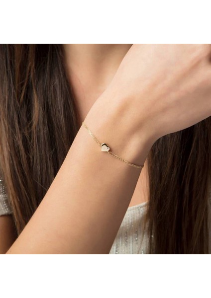 Altın Zincir Kalp Bileklik 14K Gold Taşlı fiyatları