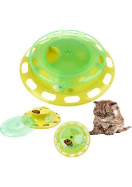 Yeşil Cat Turntable Kedi Mama ve Oyun Kulesi