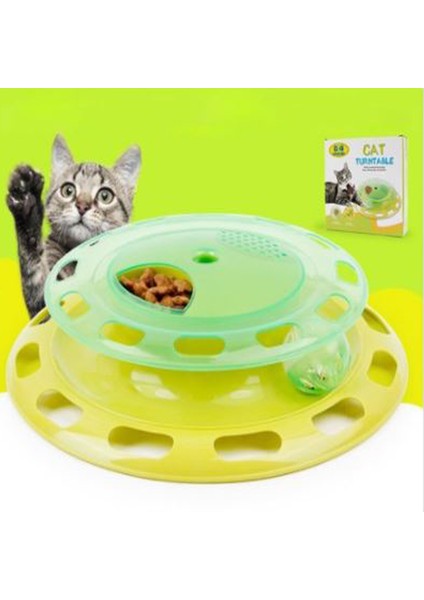 Yeşil Cat Turntable Kedi Mama ve Oyun Kulesi