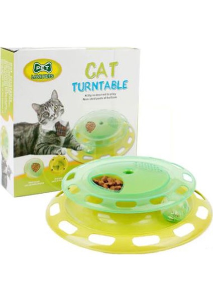Yeşil Cat Turntable Kedi Mama ve Oyun Kulesi