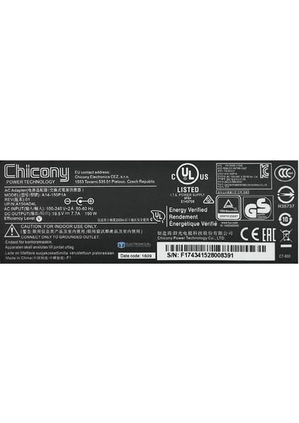 MSI 19.5V 7.7A 150W Chicony A14-150P1A Uyumlu Şarj Adaptörü modelleri