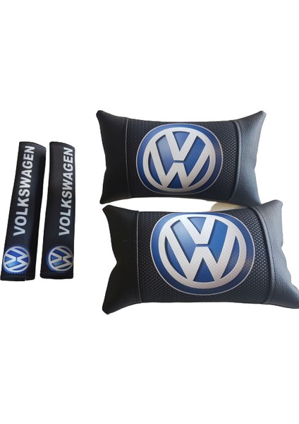 Volkswagen Siyah Deri Boyun Yastığı Kemer Konforu ve Ayna Ipi Hediyesi