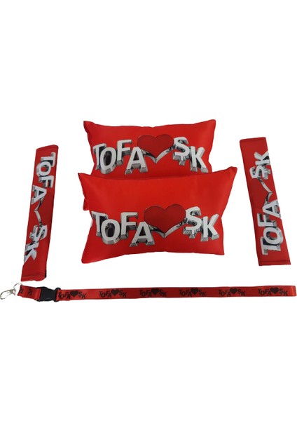 Tofaşk Kırmızı Boyun Yastığı Kemer Konforu ve Ayna Ipi Hediyesi