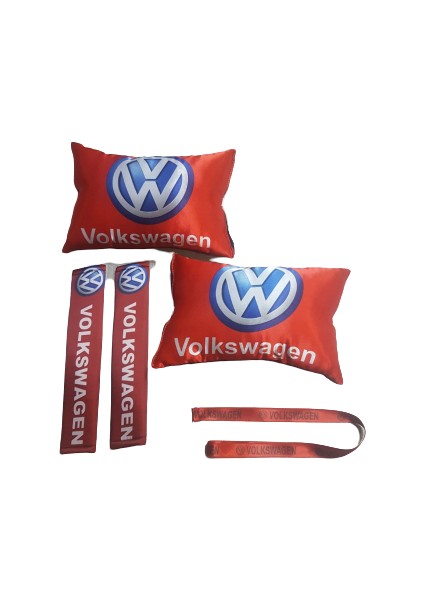 Volkswagen Kırmızı Boyun Yastığı Kemer Konforu ve Ayna Ipi