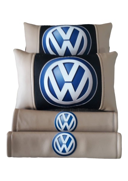 Volkswagen Bej Deri Boyun Yastığı ve Deri Kemer Konforu