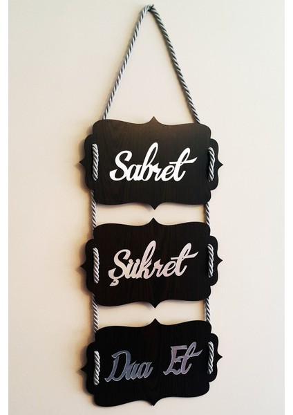 Pleksi Halat Işlemeli Sabret Şükret Dua Et Duvar Süsü