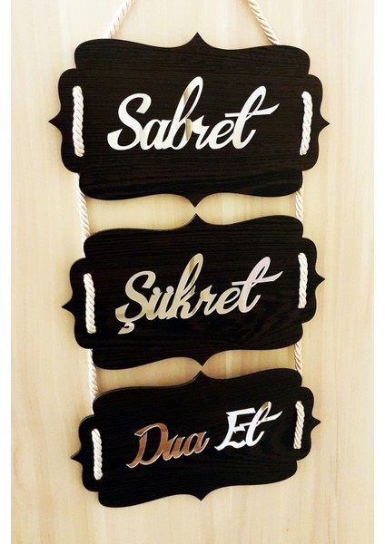 Pleksi Halat Işlemeli Sabret Şükret Dua Et Duvar Süsü