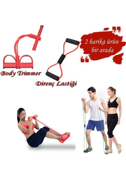 Body Trimmer & Egzersiz Direnç Lastiği Kol Bacak Güçlendir Kırmızı modelleri