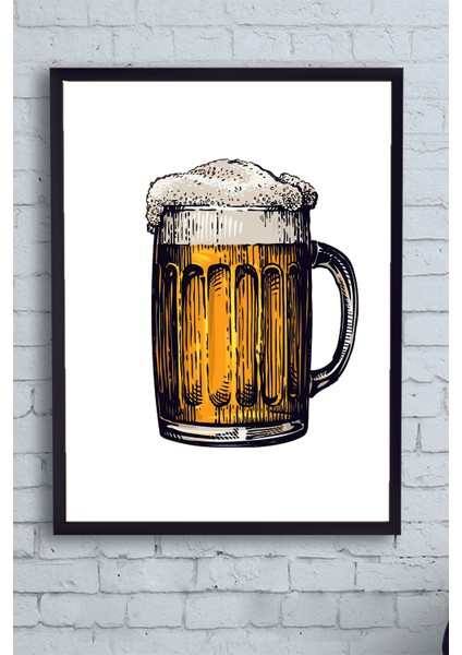 Bira Bardağı Mutfak Çerçeveli Tablo 21 x 30 cm