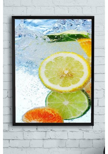 Limon Portakal Mutfak Çerçeveli Tablo 21 x 30 cm
