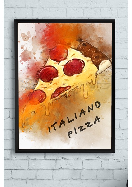 Pizza Tasarım Mutfak Çerçeveli Tablo 21 x 30 cm