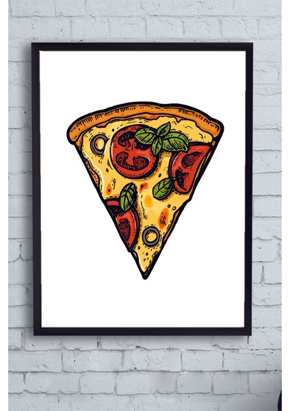 Pizza Dilimi Mutfak Çerçeveli Tablo 21 x 30 cm