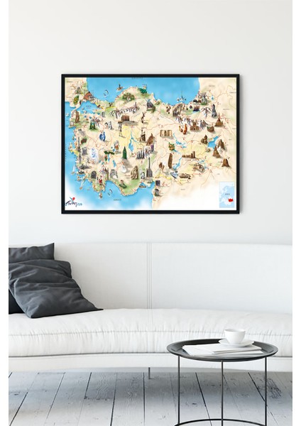 Türkiye Haritası Eğitim Çerçeveli Tablo 3 21 x 30 cm