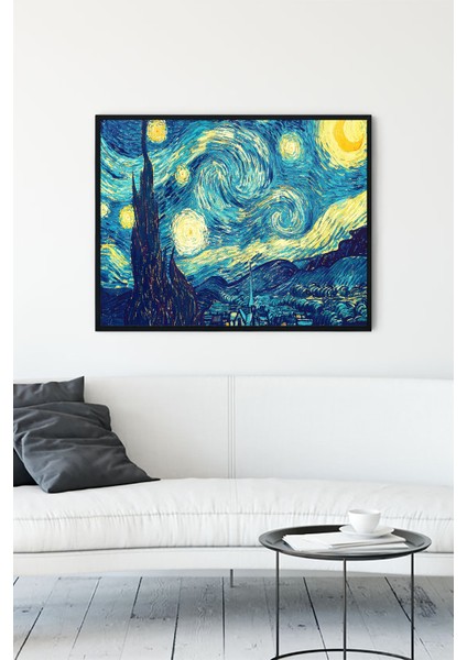 Vincent van Gogh - Yıldızlı Gece Sanatsal Çerçeveli Tablo 21 x 30 cm