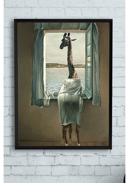 Yalnız Zürafa Sanatsal Çerçeveli Tablo 21 x 30 cm