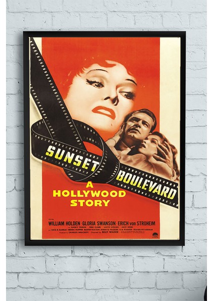 Sunset Boulevard-Sunset Bulvarı Film Afişi Çerçeveli Tablo 50 x 70 cm