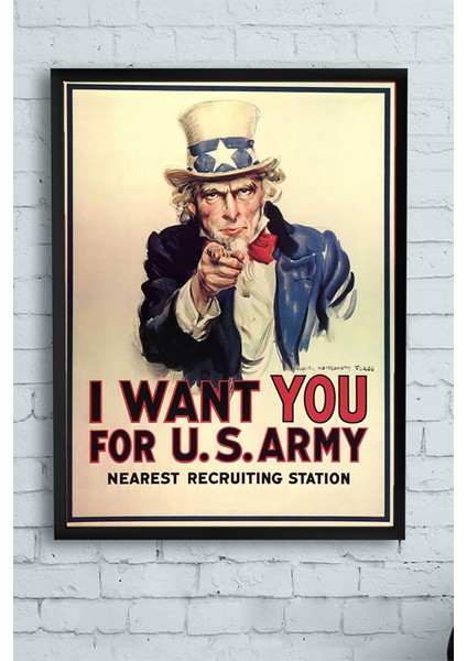 Uncle Sam Eğlenceli Mizahi Çerçeveli Tablo 21 x 30 cm