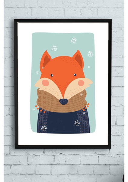 Tilki Kış Çocuk Odası Çerçeveli Tablo 21 x 30 cm