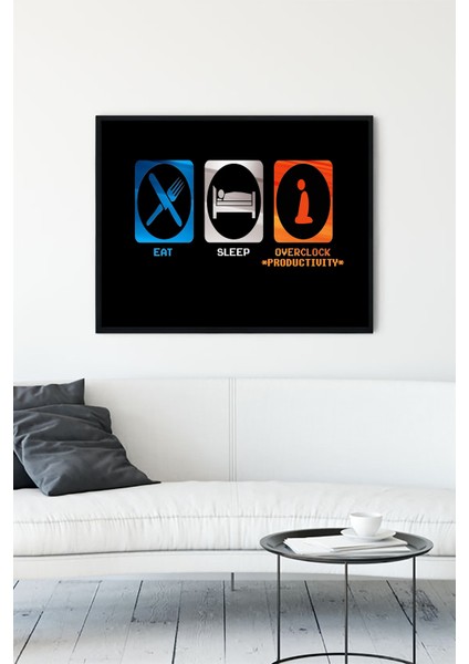 Eat - Sleep - Productivity Girişimcilik Çerçeveli Tablo 21 x 30 cm