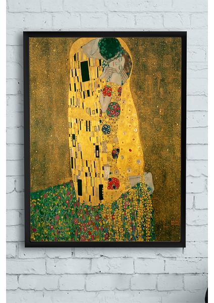 Klimt - The Kiss Sanatsal Çerçeveli Tablo 21 x 30 cm