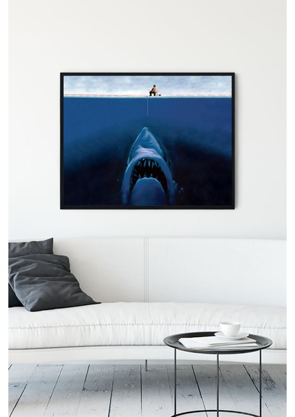 Köpek Balığı Eğlenceli Mizahi Çerçeveli Tablo 21 x 30 cm