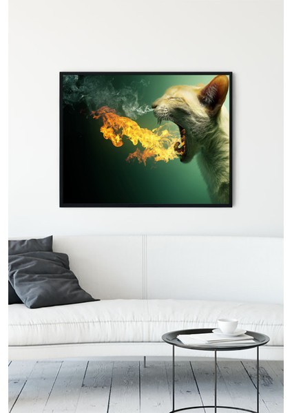 Kedi Eğlenceli Mizahi Çerçeveli Tablo 3 21 x 30 cm