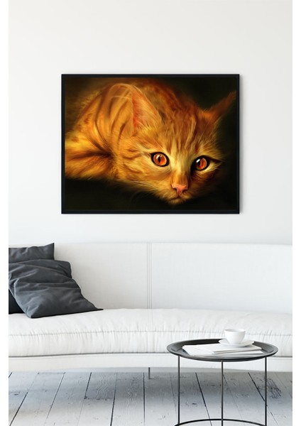 Kedi Sanatsal Çerçeveli Tablo 21 x 30 cm
