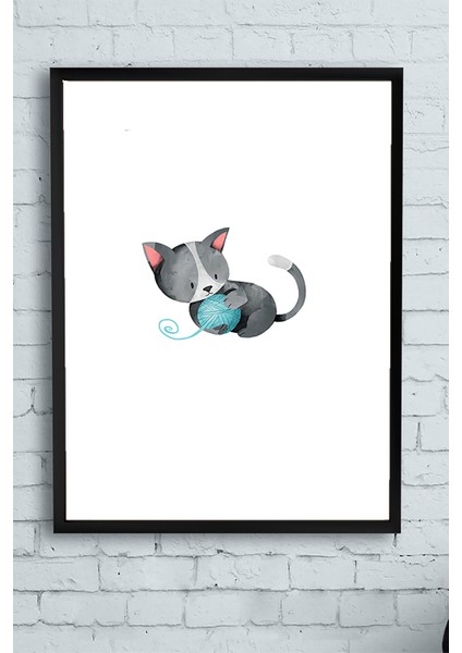 Kedi Çocuk Odası Çerçeveli Tablo 5 21 x 30 cm