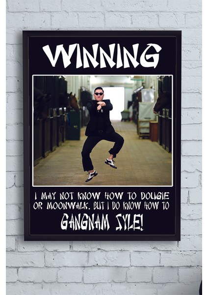 Gangnam Style Eğlenceli Mizahi Çerçeveli Tablo 21 x 30 cm