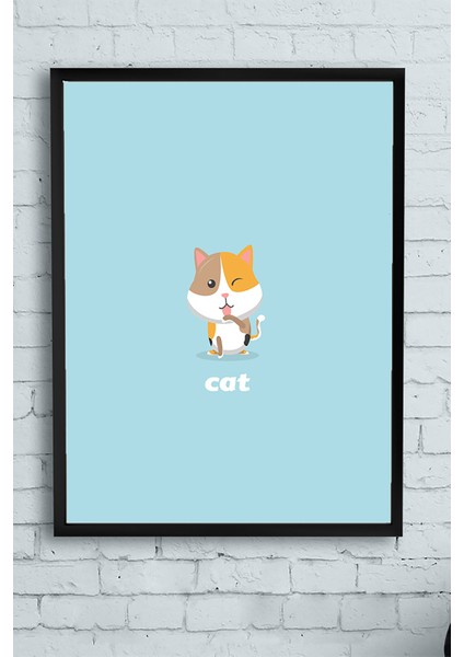 Küçük Kedi Çocuk Odası Çerçeveli Tablo 21 x 30 cm