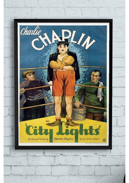 Charlie Chaplin City Light Film Afişi Çerçeveli Tablo 3 30 x 40 cm