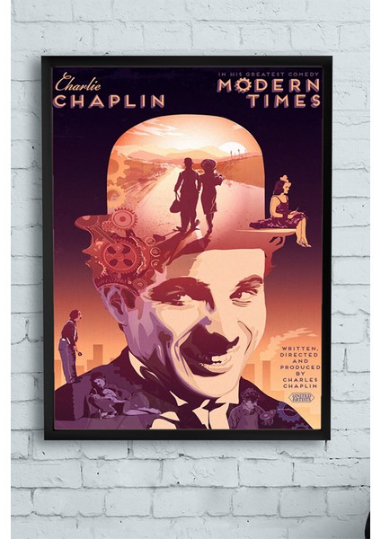 Charlie Chaplin Modern Times Film Afişi Çerçeveli Tablo 40 x 50 cm