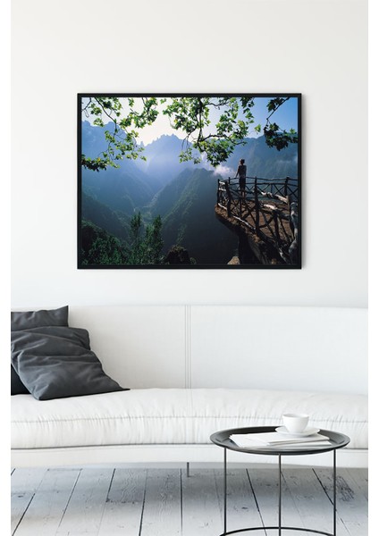 Yeşil Dağ Manzara Çerçeveli Tablo 21 x 30 cm